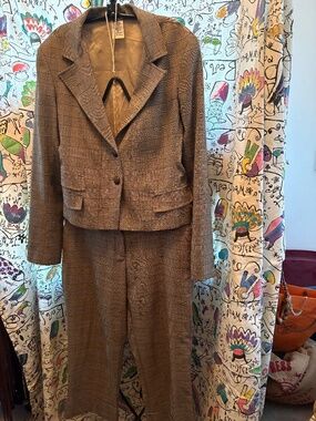 Powerline cropped jacket and pant glencheck  suit